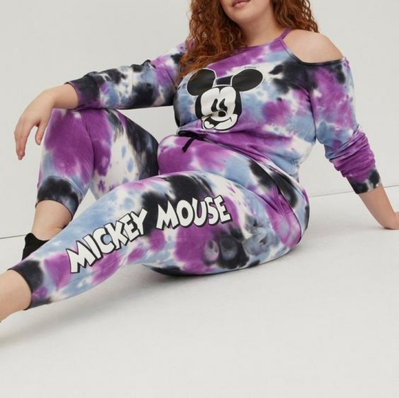 Disney Mickey Mouse Tie Dye Cropped Jogger Pants - Picture 2 of 6